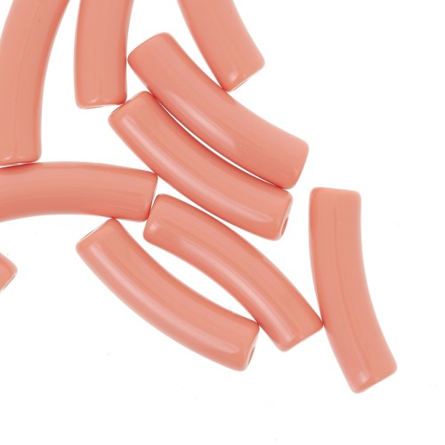 Curved tube beads 19x5 mm in opaque acrylic - Salmon x10