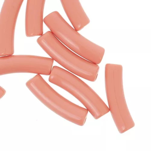 Curved tube beads 19x5 mm in opaque acrylic - Salmon x10