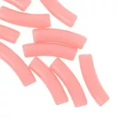 19x5 mm curved tube beads in opaque acrylic - Tea Rose x10