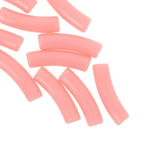 19x5 mm curved tube beads in opaque acrylic - Tea Rose x10
