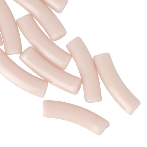 19x5 mm curved tube beads in opaque acrylic - Nude x10