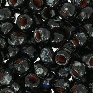 Seed beads Matubo 7/0 - 3.5 mm Jet Picasso x10g