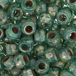 Matubo 7/0 Seed Beads - 3.5 mm Aquamarine Picasso x 10 g