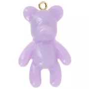 38x23mm Bear pendant in opaque resin - Lilac x1