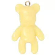38x23mm Bear pendant in opaque resin - Yellow x1