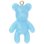 38x23mm Bear pendant in opaque resin - Light blue x1