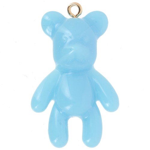 38x23mm Bear pendant in opaque resin - Light blue x1