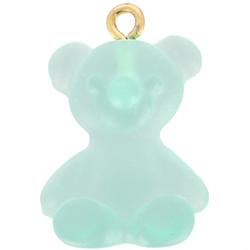 24x17mm Clear Acrylic Teddy Bear Charm - Blue x1