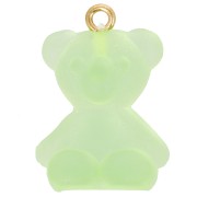 25x18mm Clear Acrylic Teddy Bear Charm - Green x1
