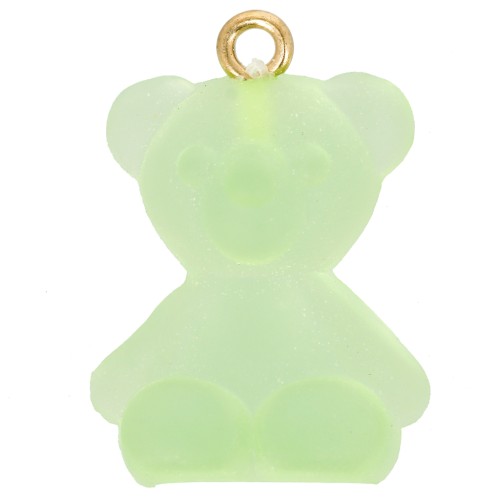 25x18mm Clear Acrylic Teddy Bear Charm - Green x1