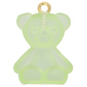 25x18mm Clear Acrylic Teddy Bear Charm - Green x1