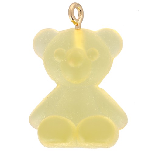 25x18mm Clear Acrylic Teddy Bear Charm - Yellow x1