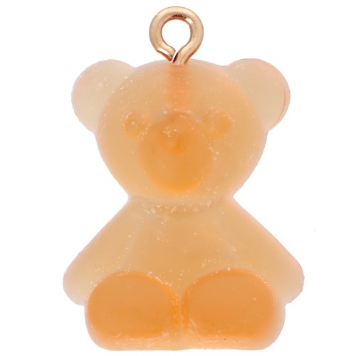 25x18mm Clear Acrylic Teddy Bear Charm - Orange x1