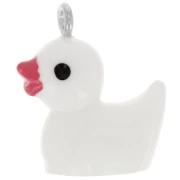 Breloque canard en résine 19x16 mm - Blanc x1