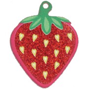 42x33mm Plexiglas strawberry pendant - Red glitter x1