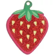 42x33mm Plexiglas strawberry pendant - Red glitter x1