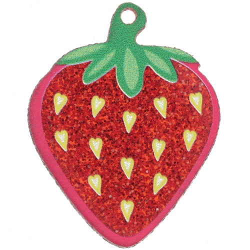 42x33mm Plexiglas strawberry pendant - Red glitter x1
