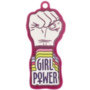 48.5x22mm Plexiglas closed fist pendant - Girl Power - Plum - White x1|raw }}