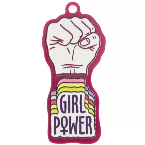 48.5x22mm Plexiglas closed fist pendant - Girl Power - Plum - White x1