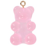 31x19mm Clear Acrylic Teddy Bear Charm - Pink x1