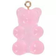 31x19mm Clear Acrylic Teddy Bear Charm - Pink x1
