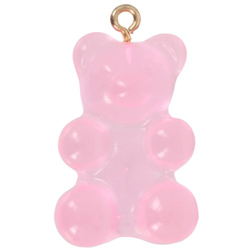 31x19mm Clear Acrylic Teddy Bear Charm - Pink x1