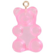 31x19mm Clear Acrylic Teddy Bear Charm - Pink x1