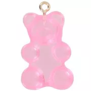 31x19mm Clear Acrylic Teddy Bear Charm - Pink x1