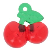 19mm acrylic cherry charm - Red - Green x1|raw }}