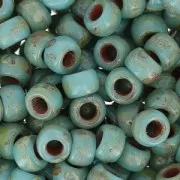 Matubo 7/0 Seed Beads - 3.5 mm Green Turquoise Silver Picasso x 10 g