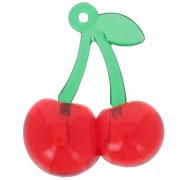32x26mm Cherry pendant in acrylic - Red - Green x1