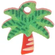 13mm Plexiglas palm tree charm - Green - Brown x1