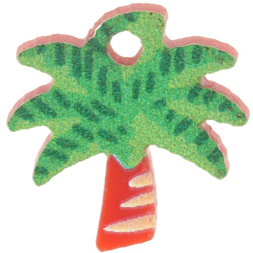 13mm Plexiglas palm tree charm - Green - Brown x1