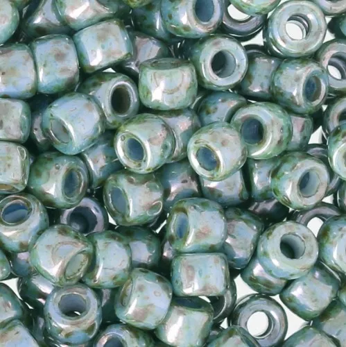 Matubo 7/0 Seed Beads - 3.5 mm Marbled Green/Blue x 10 g