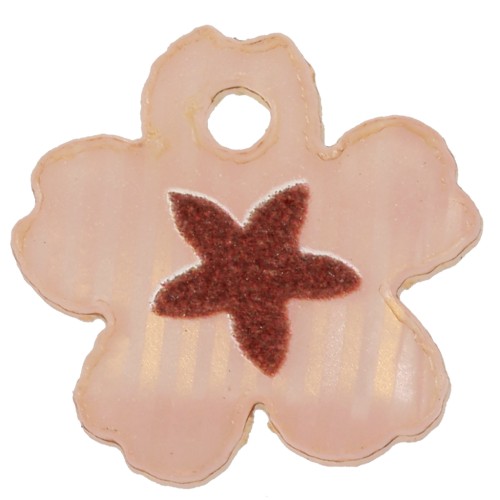 12mm Plexiglas Star Flower Charm - Salmon - Brown x1