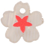 12mm Plexiglas flower charm with star pattern - Light brown - Coral x1|raw }}