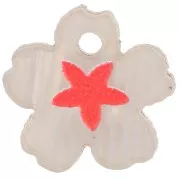 Coral - 12mm Plexiglas flower charm with star pattern - Light brown - Coral x1 12mm Plexiglas flower charm with star pattern - Light brown - Coral x1
