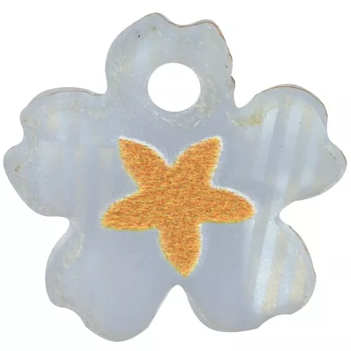 12mm Plexiglas flower charm with star pattern - Blue - Mustard x1