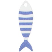 32x10mm Plexiglas striped fish pendant - White - Blue x1|raw }}