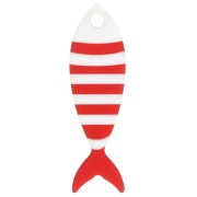 32x10mm Plexiglas striped fish pendant - White - Red x1|raw }}