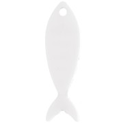 32x10mm Plexiglas striped fish pendant - White - Red x1