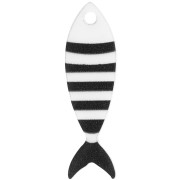 32x10mm Plexiglas striped fish pendant - White - Black x1|raw }}