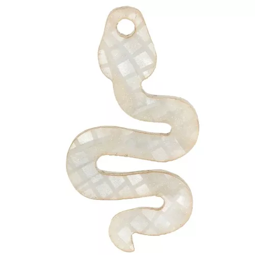 29.5x16mm Snake pendant in Plexiglas - Mosaic effect - Grey glitter x1