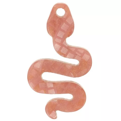 29.5x16mm Snake pendant in Plexiglas - Mosaic effect - Brown glitter x1