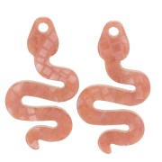 29.5x16mm Snake pendant in Plexiglas - Mosaic effect - Brown glitter x1