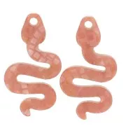 29.5x16mm Snake pendant in Plexiglas - Mosaic effect - Brown glitter x1