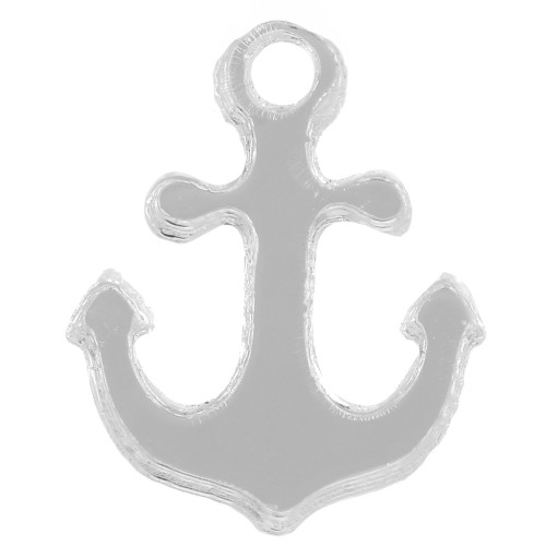 15.5x12mm Plexiglas anchor charm - mirror effect - Silver Tone x1