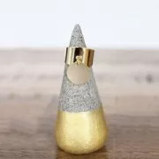 large ring with 1 loop rhodium tone x1