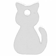 15x9mm Plexiglas cat charm - mirror effect - Silver Tone x1