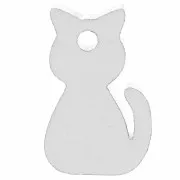 15x9mm Plexiglas cat charm - mirror effect - Silver Tone x1